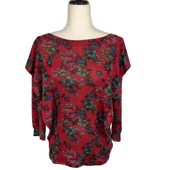 Free People Dock Street Red Floral Top Size Extra Small - Picture 5 of 16
